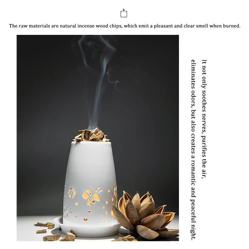 Baisonet Set of 3,Ceramic Tealight Candle Holder+Agarwood Fragrance + Candle,Essential Oil Burner Wax Melt Burners, Aromatherapy Aroma Diffuser Burner for Home Bedroom Decor Christmas Housewarming Gift