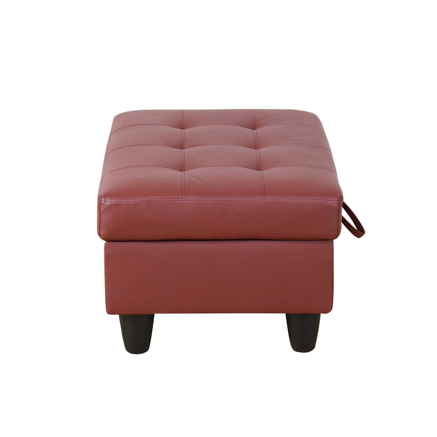 Dark Red Faux Leather 3-Piece Living Room Sofa Set