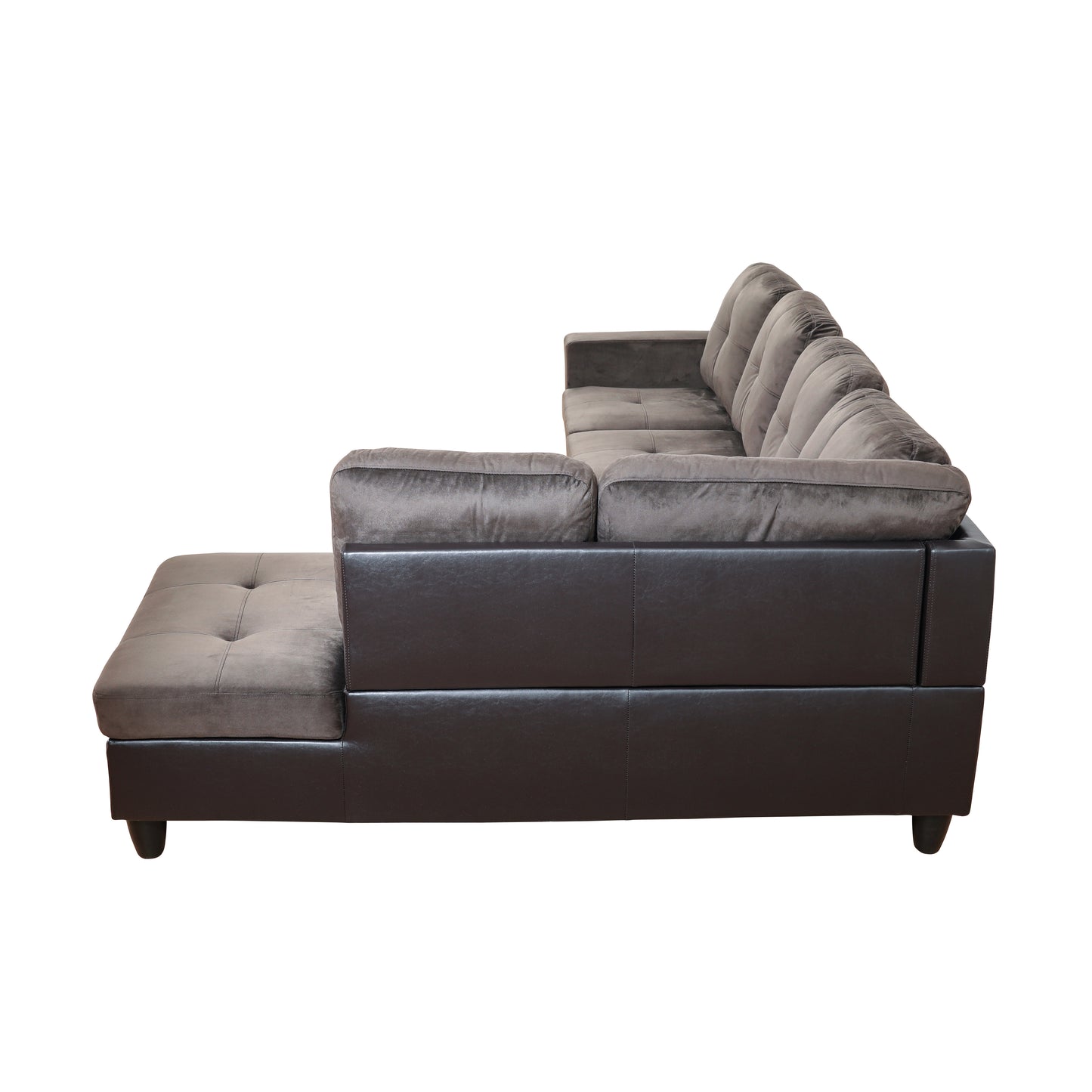Dark Brown Flannel And PVC 3-Piece Couch Living Room Sofa Set