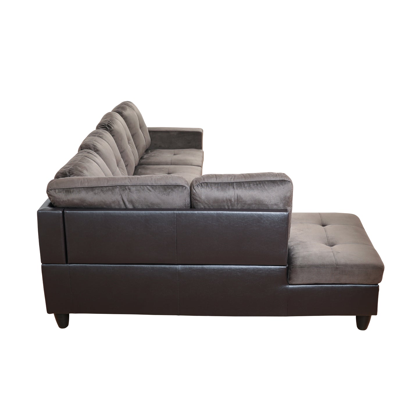 Dark Brown Flannel And PVC 3-Piece Couch Living Room Sofa Set