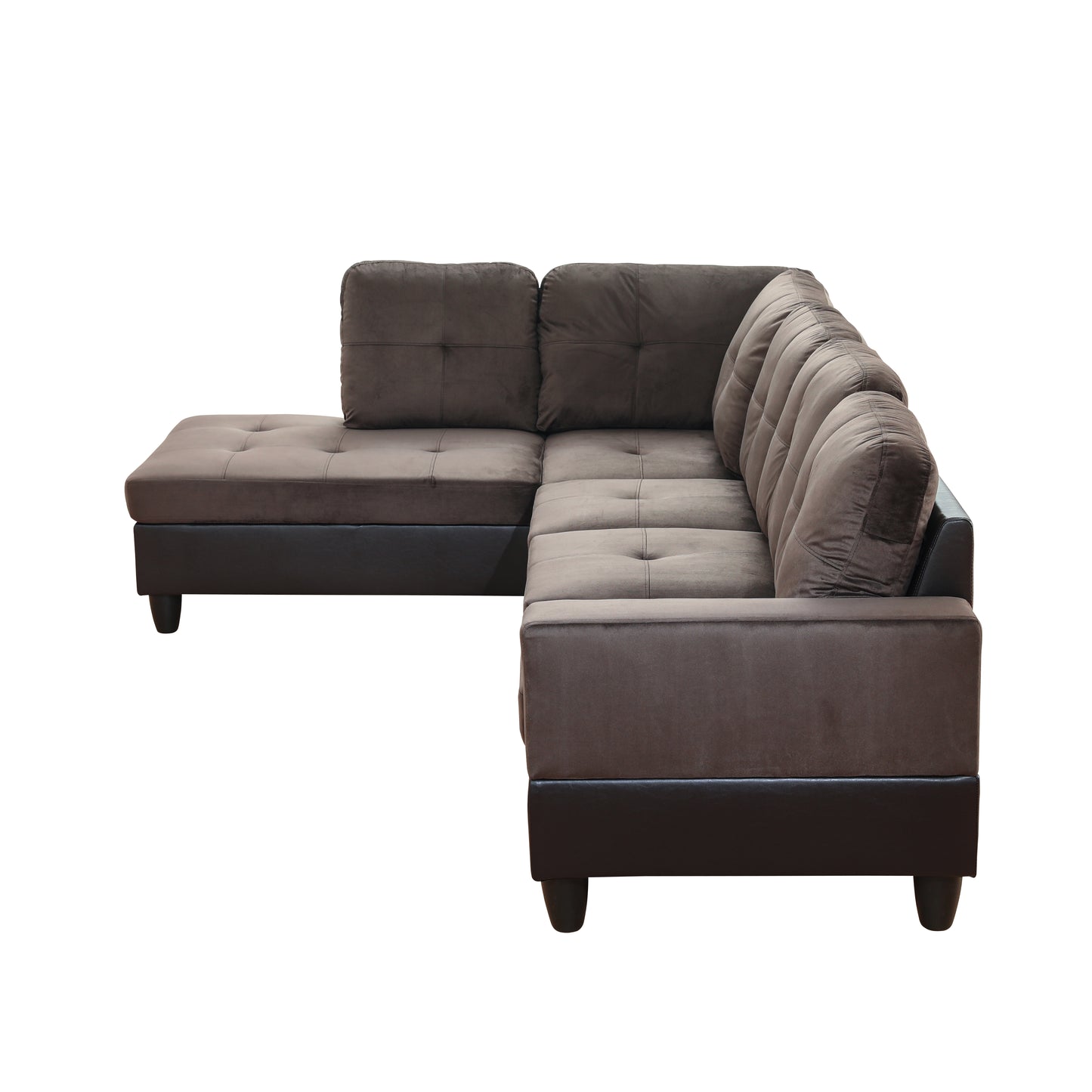 Dark Brown Flannel And PVC 3-Piece Couch Living Room Sofa Set