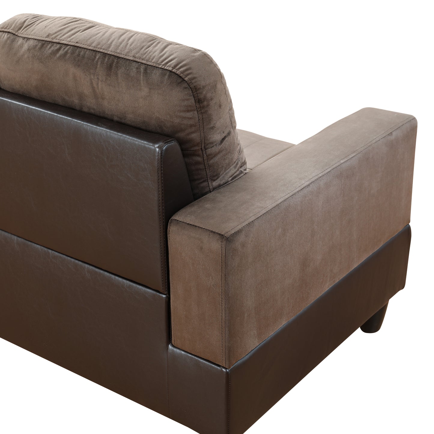 Dark Brown Flannel And PVC 3-Piece Couch Living Room Sofa Set