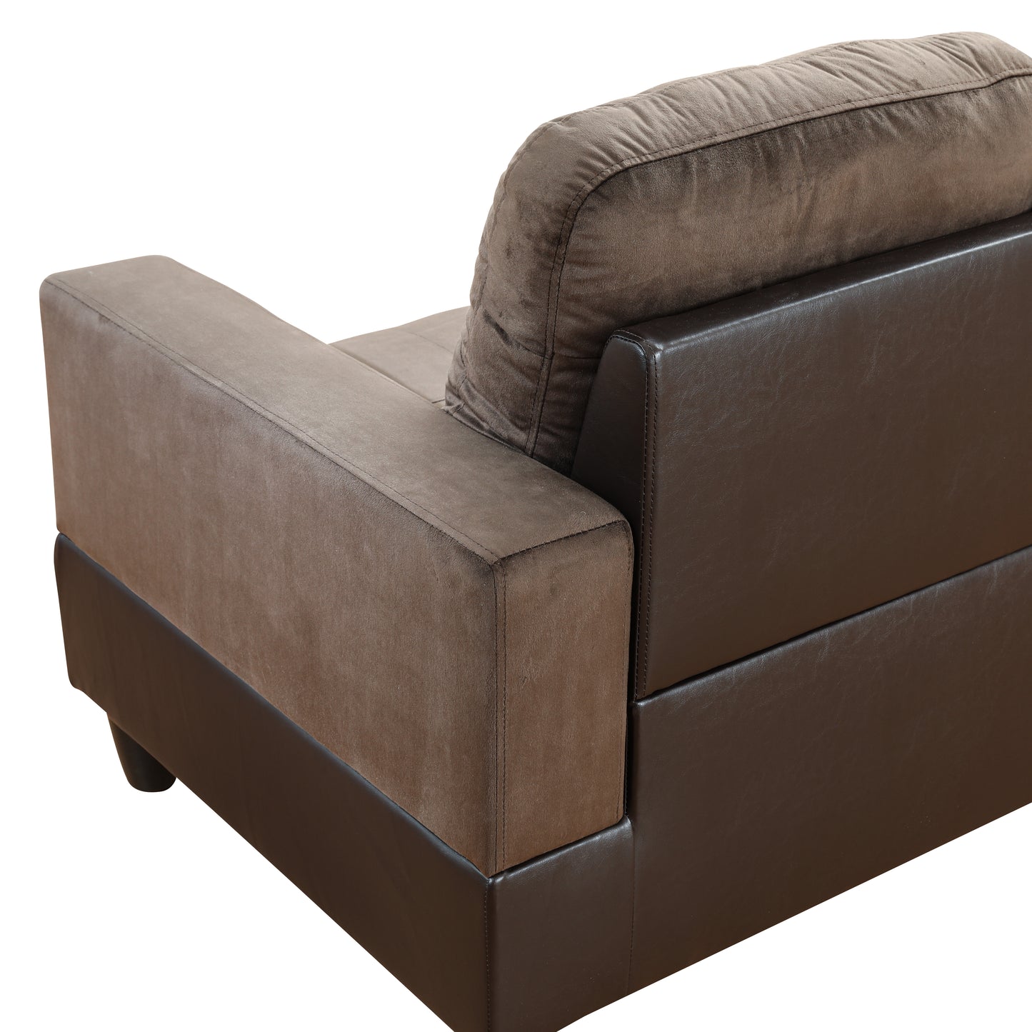 Dark Brown Flannel And PVC 3-Piece Couch Living Room Sofa Set