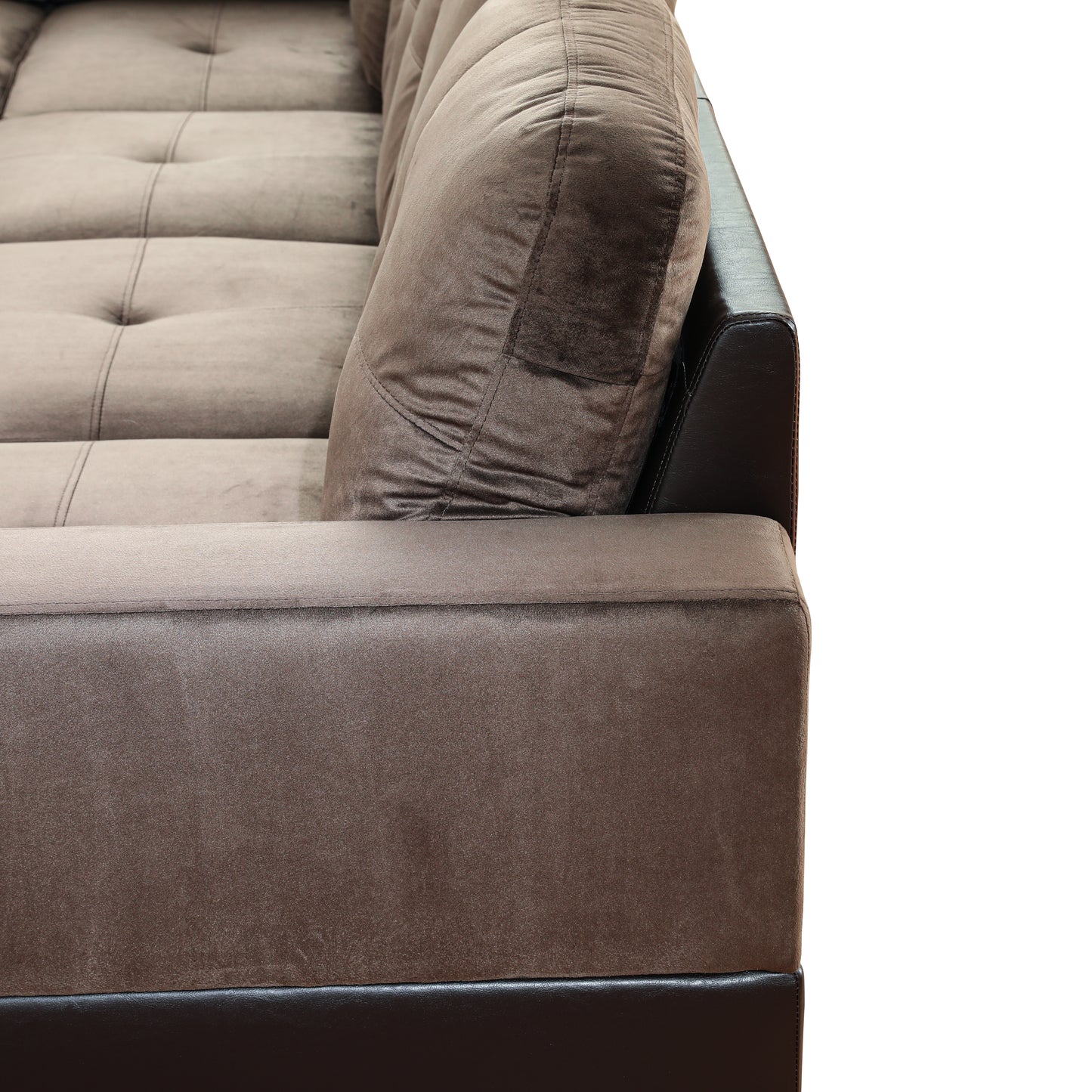Dark Brown Flannel And PVC 3-Piece Couch Living Room Sofa Set