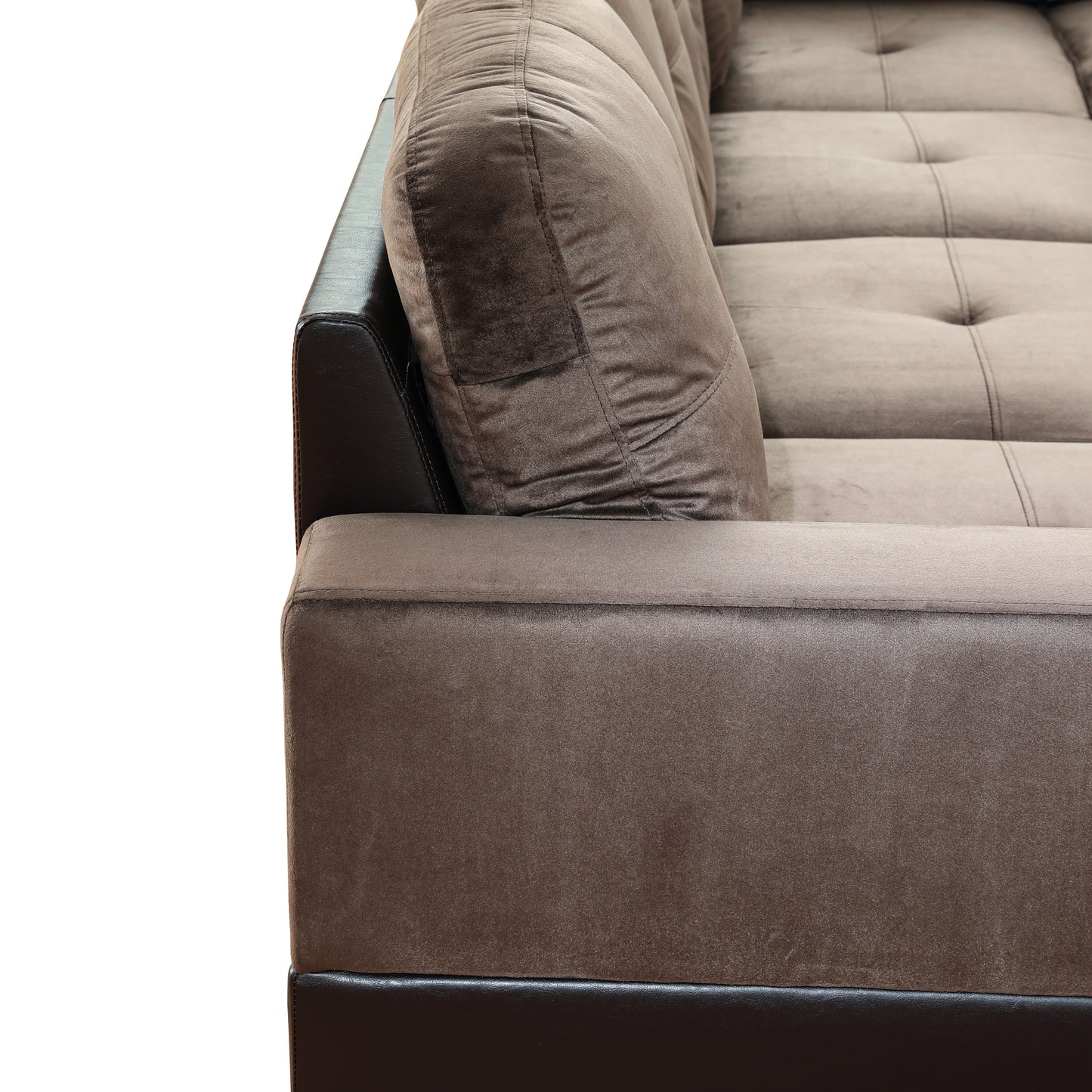 Dark Brown Flannel And PVC 3-Piece Couch Living Room Sofa Set
