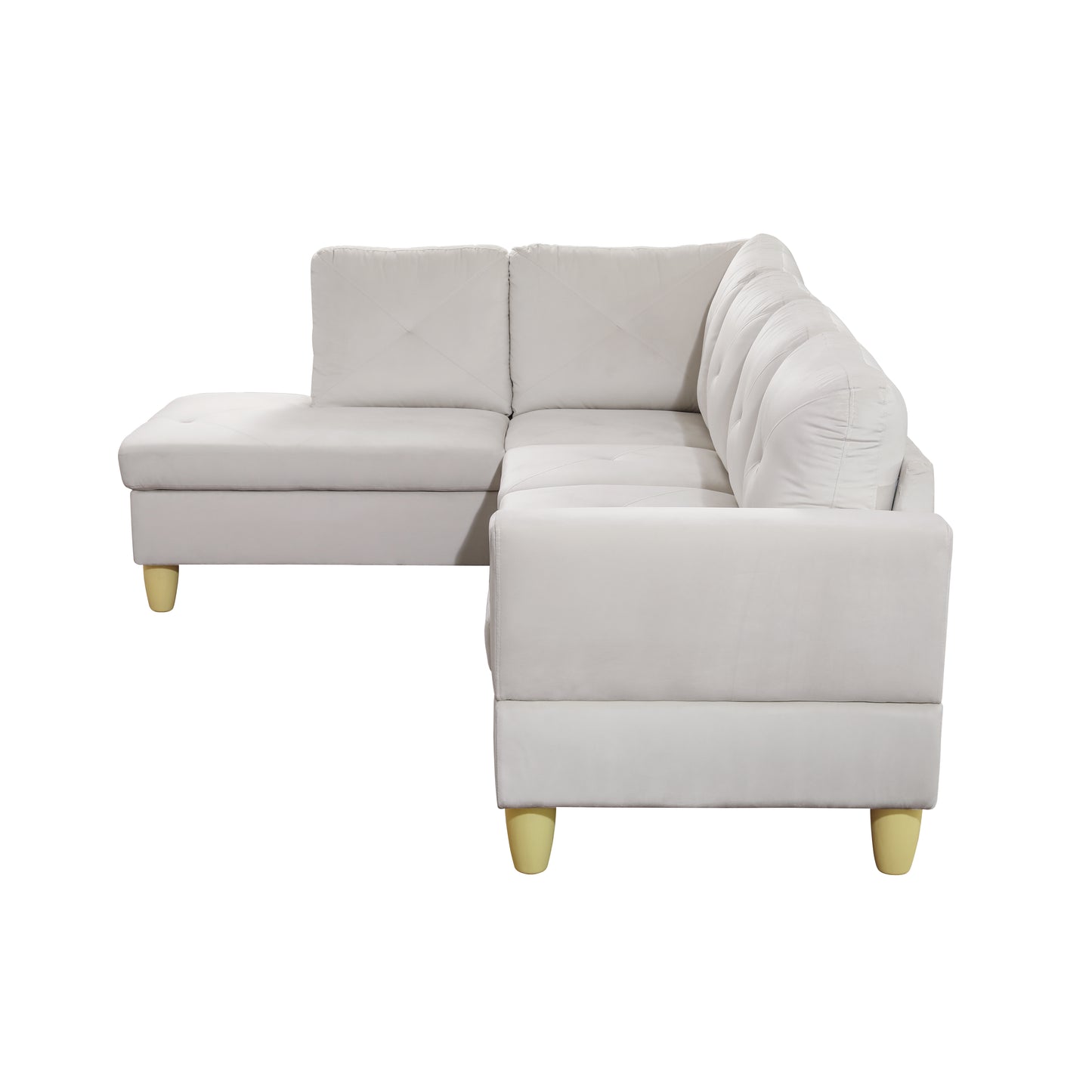 66.5" White Flannel 3-Piece Living Room Sofa Set