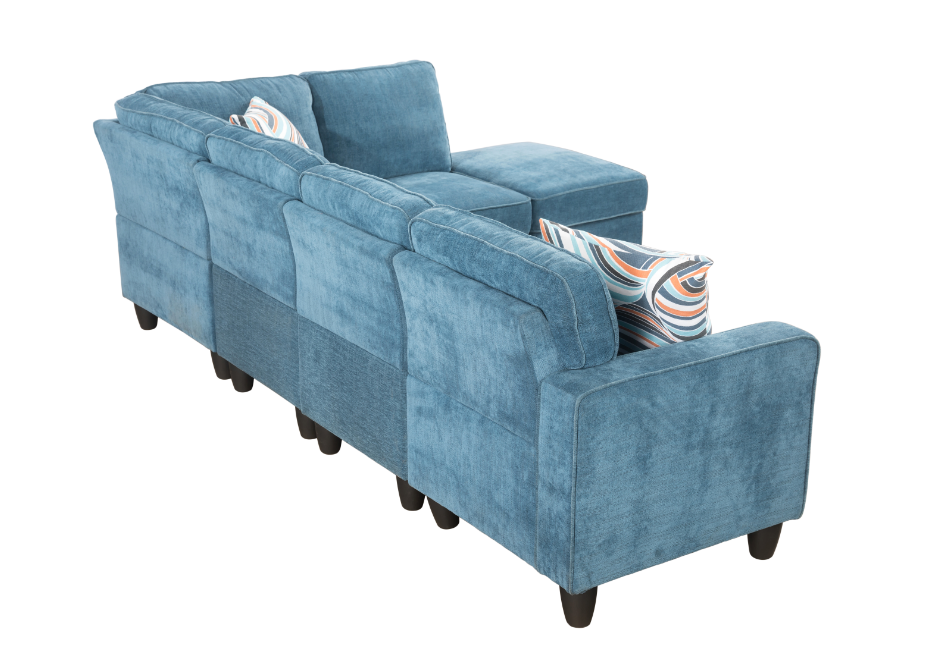 Blue Lint 6-Piece Couch Living Room Sofa Set