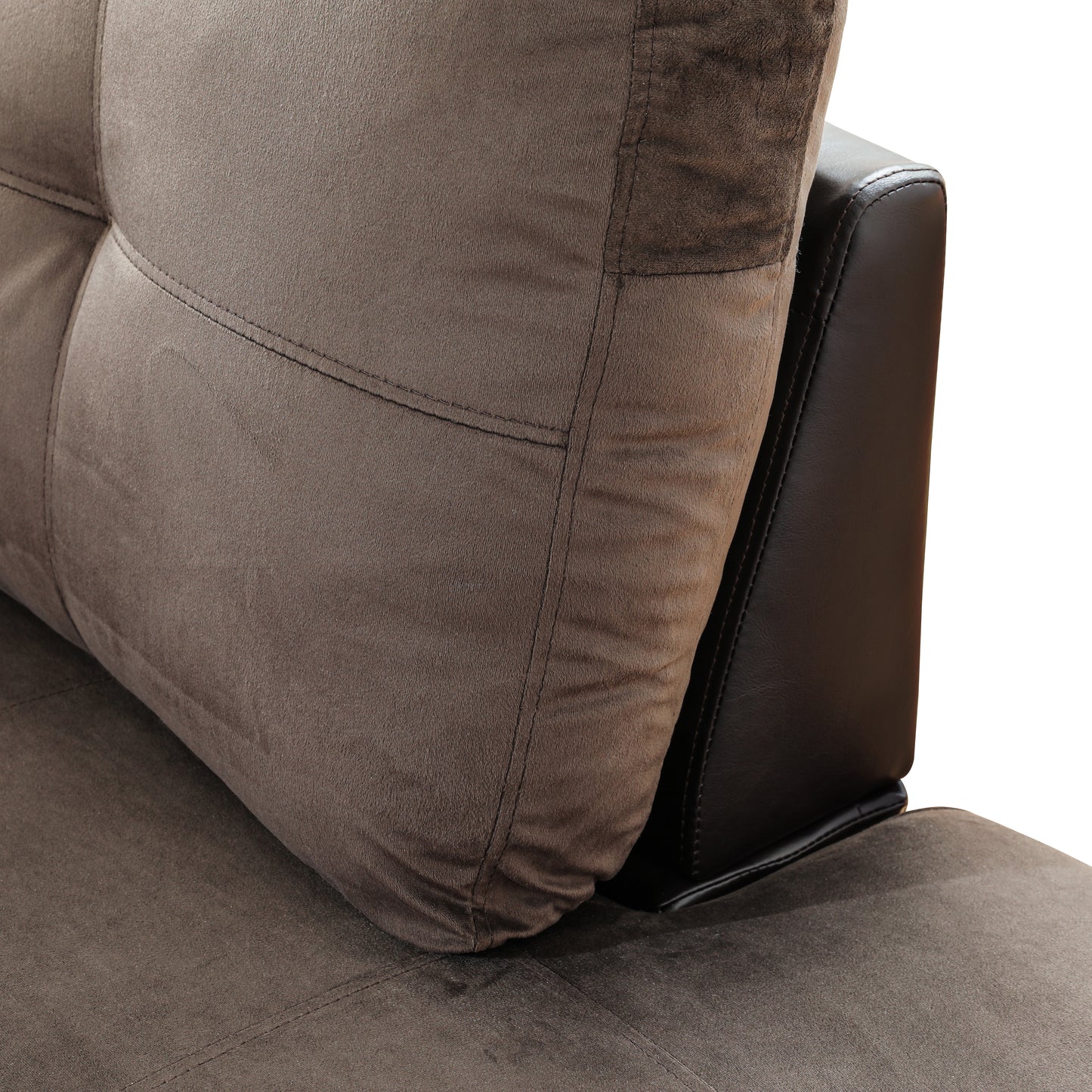 Dark Brown Flannel And PVC 3-Piece Couch Living Room Sofa Set