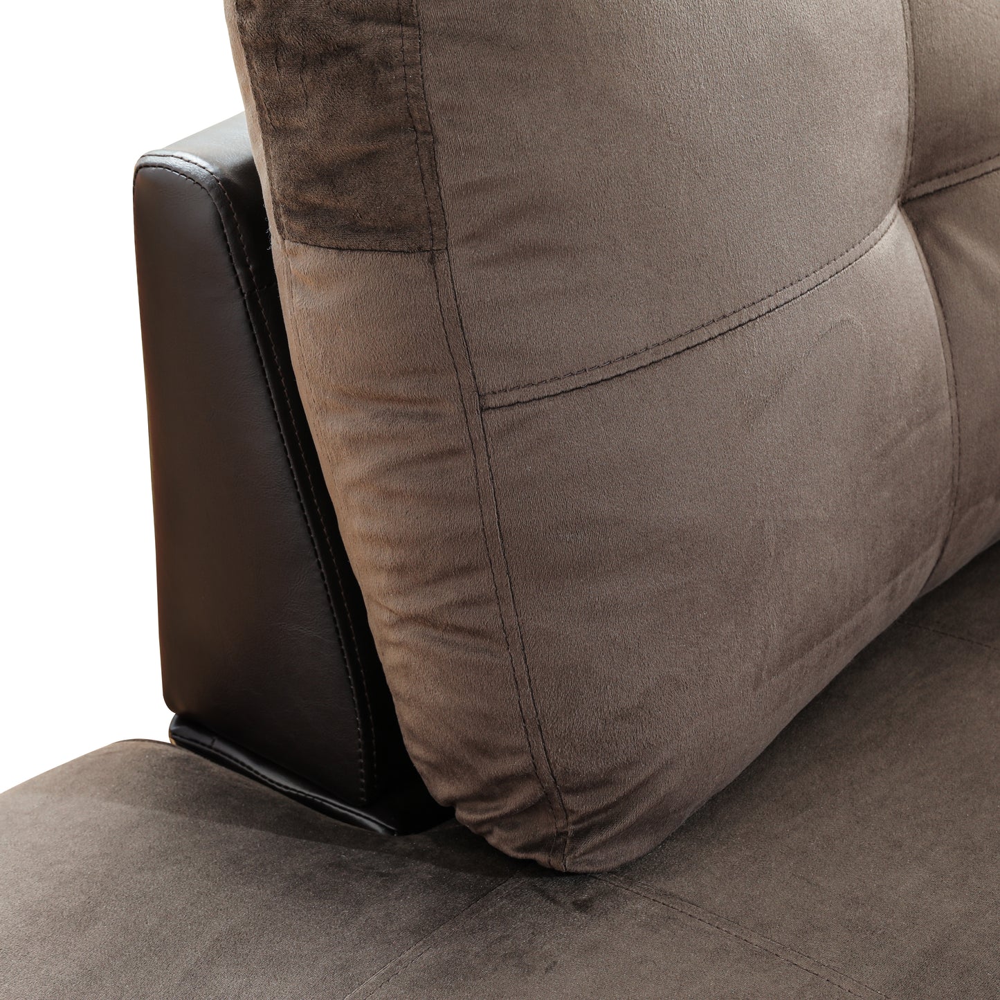 Dark Brown Flannel And PVC 3-Piece Couch Living Room Sofa Set