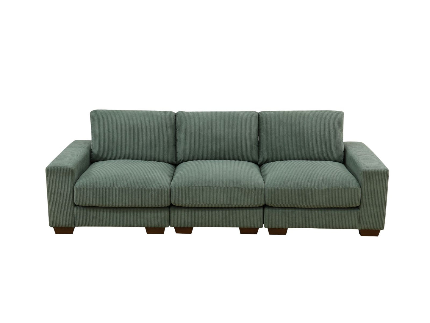 Green Corduroy 3-Piece Double Armrests Living Room Sofa