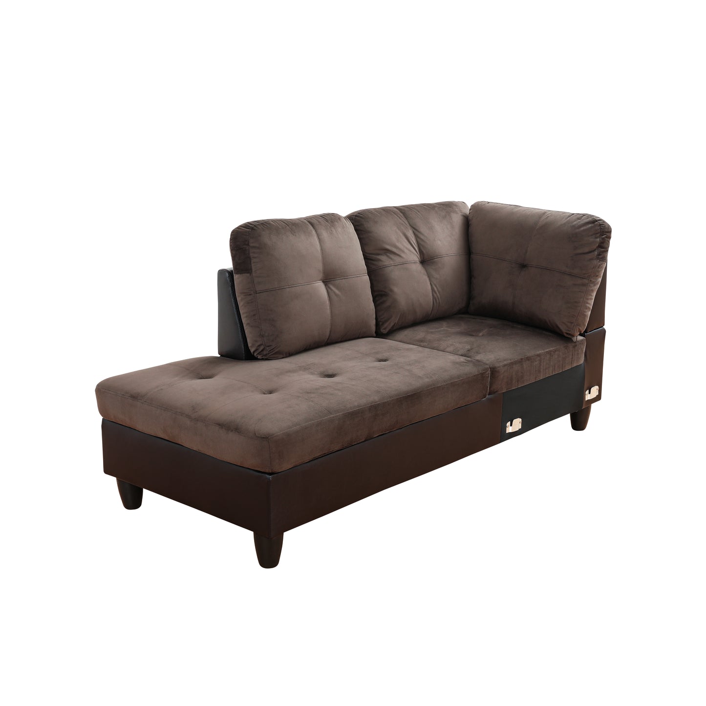 Dark Brown Flannel And PVC 3-Piece Couch Living Room Sofa Set