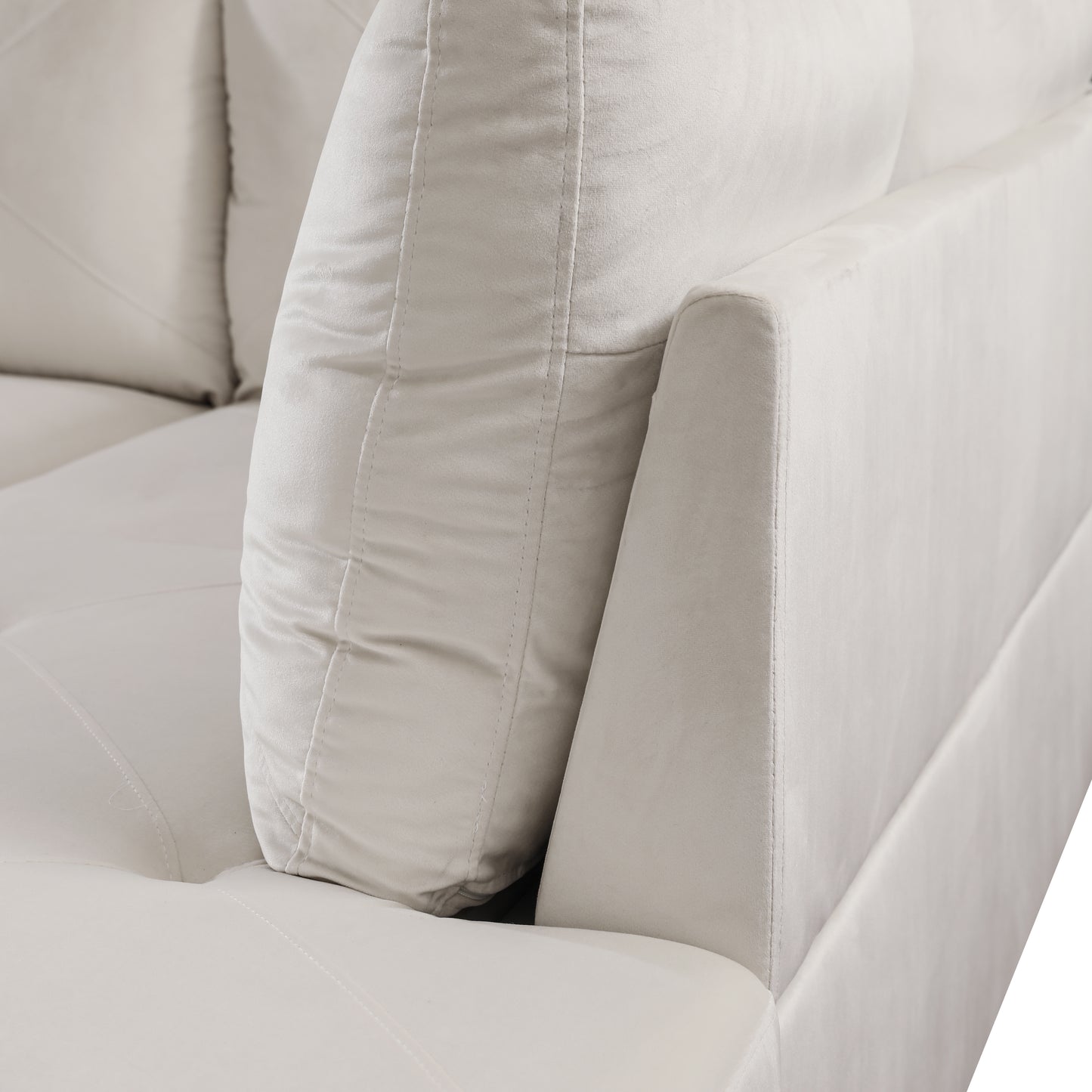 66.5" White Flannel 3-Piece Living Room Sofa Set
