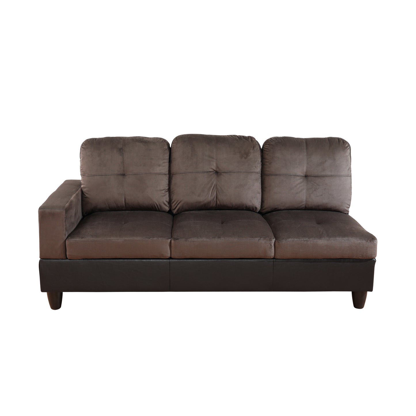 Dark Brown Flannel And PVC 3-Piece Couch Living Room Sofa Set