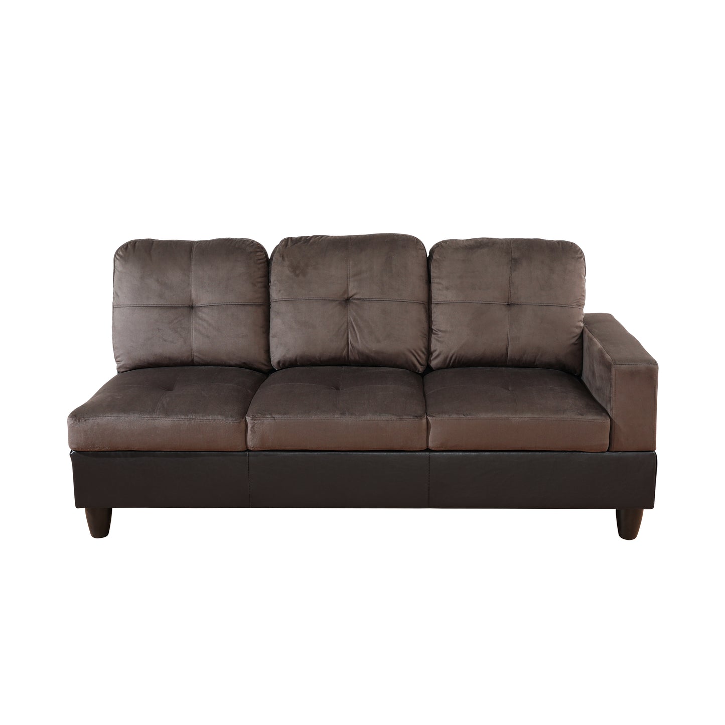 Dark Brown Flannel And PVC 3-Piece Couch Living Room Sofa Set