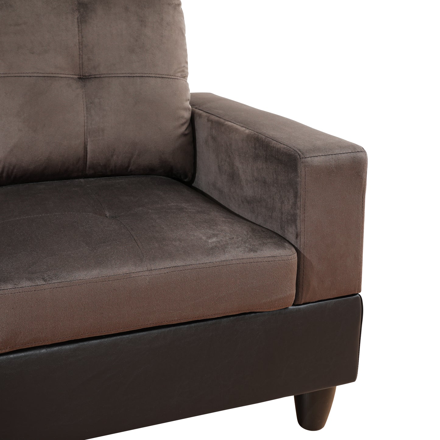 Dark Brown Flannel And PVC 3-Piece Couch Living Room Sofa Set