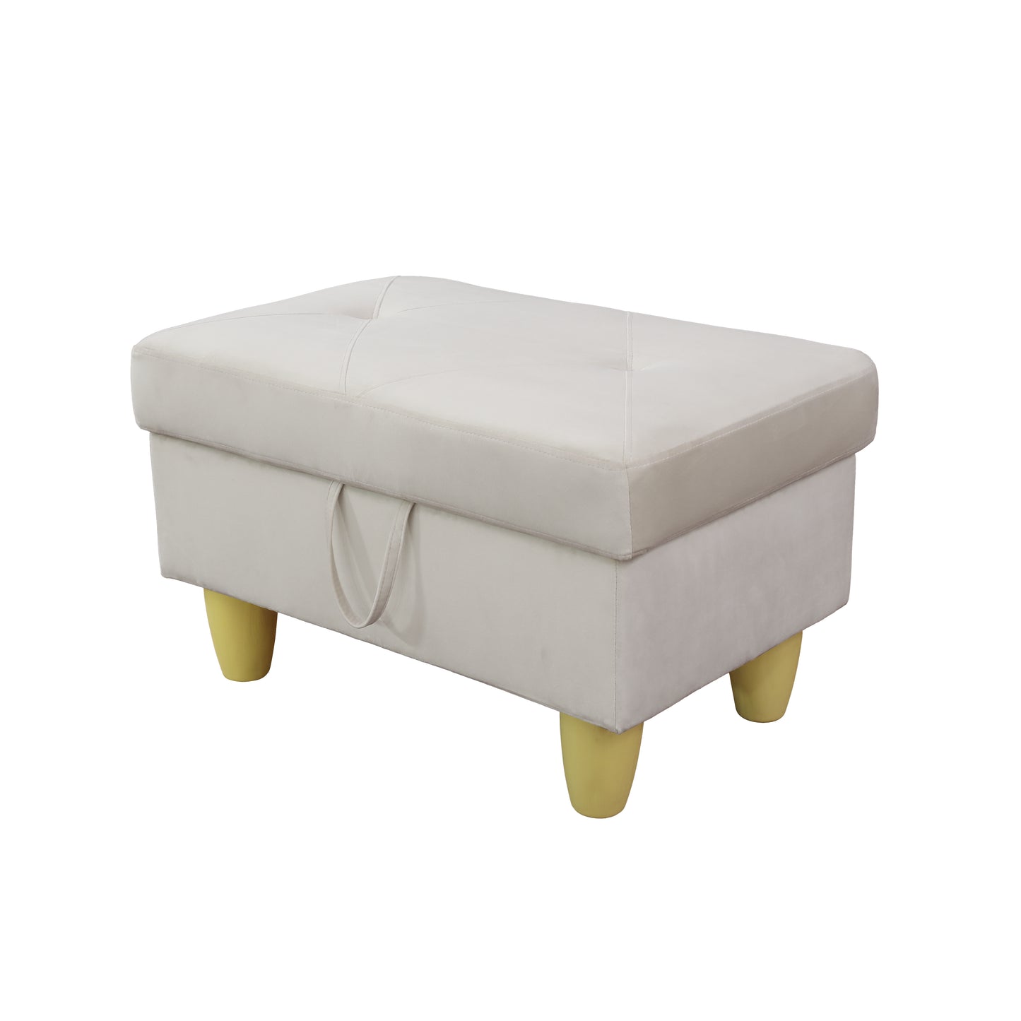 28.5" White Flannel Living Room Sofa Set Ottoman