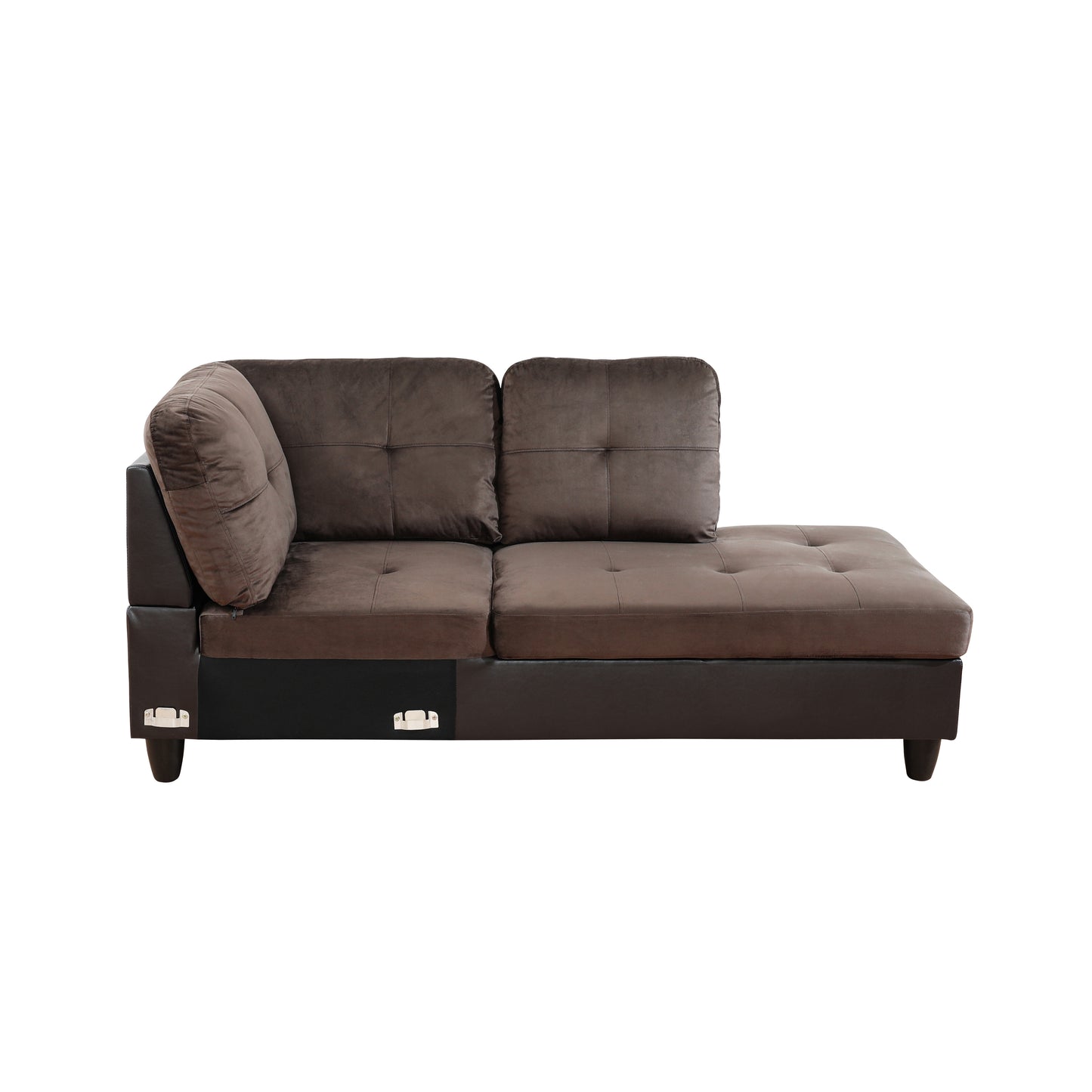 Dark Brown Flannel And PVC 3-Piece Couch Living Room Sofa Set