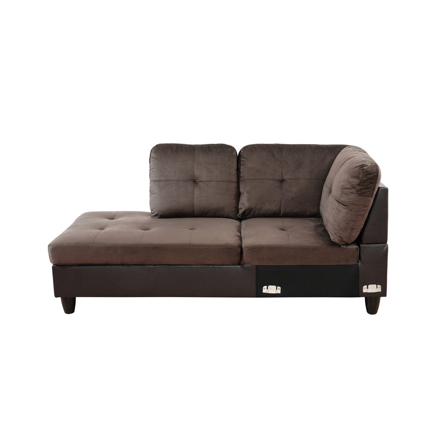 Dark Brown Flannel And PVC 3-Piece Couch Living Room Sofa Set