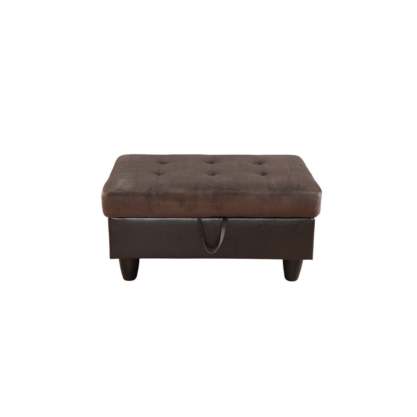 Dark Brown Flannel And PVC 3-Piece Couch Living Room Sofa Set