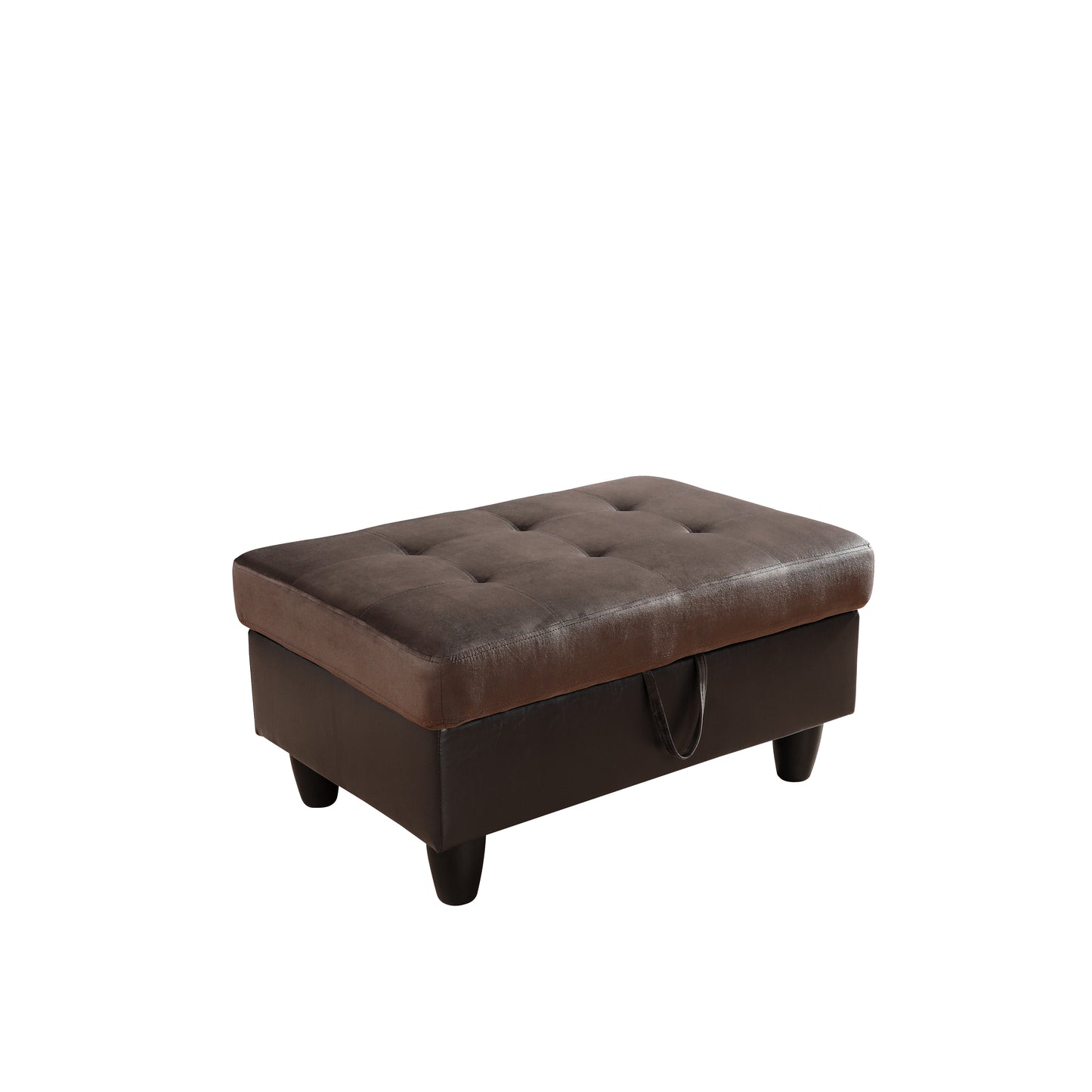Dark Brown Flannel And PVC 3-Piece Couch Living Room Sofa Set