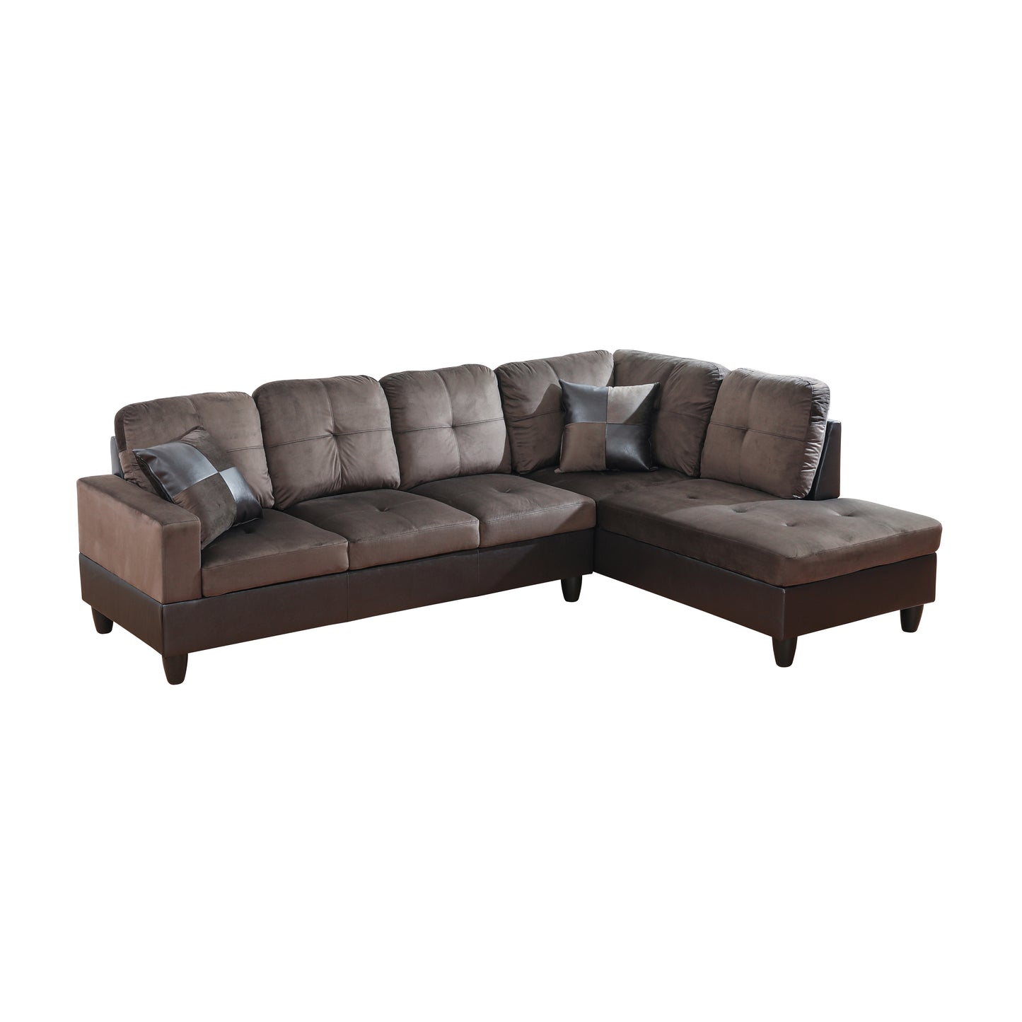 Dark Brown Flannel And PVC 3-Piece Couch Living Room Sofa Set