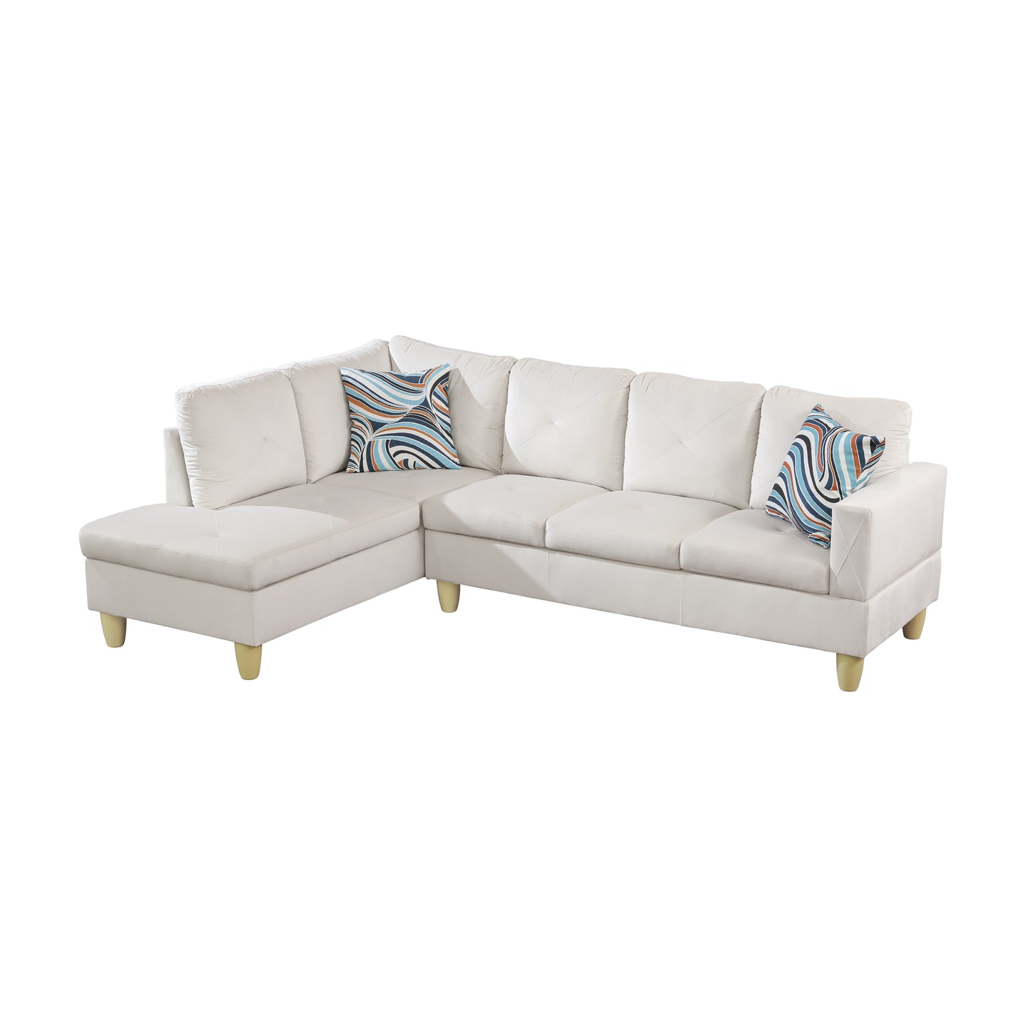66.5" White Flannel 3-Piece Living Room Sofa Set