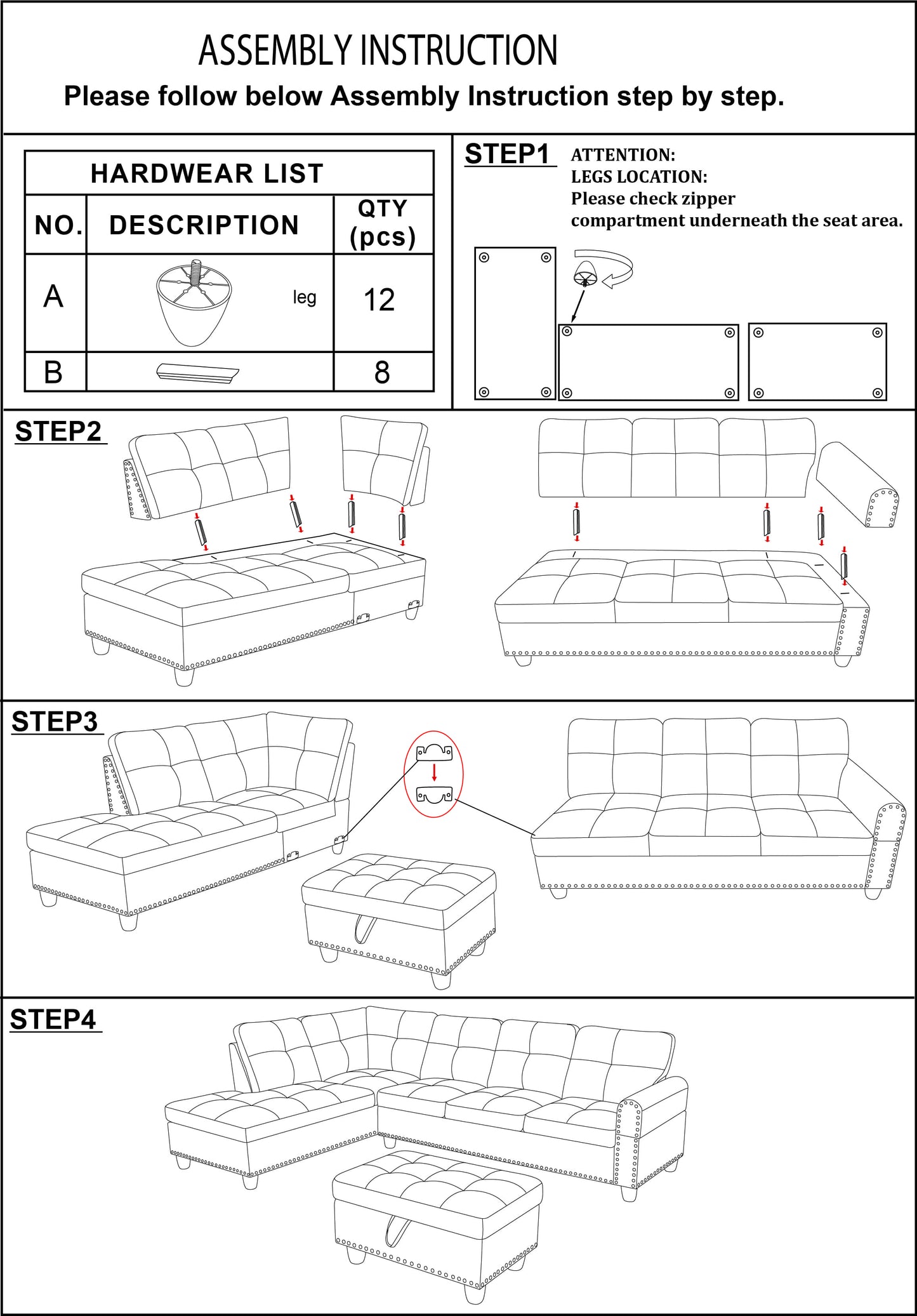 66.5" White Flannel 3-Piece Living Room Sofa Set