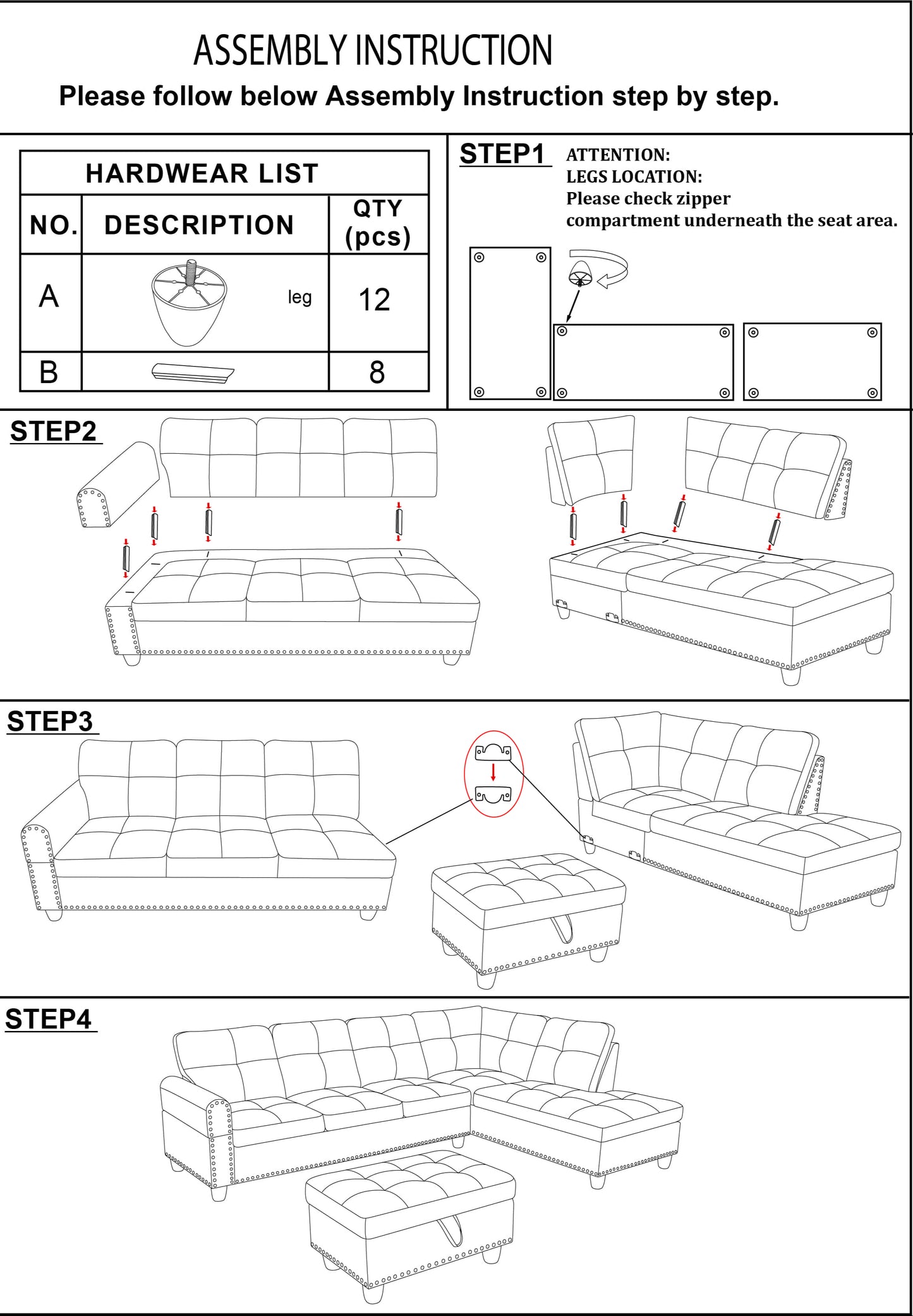 66.5" White Flannel 3-Piece Living Room Sofa Set