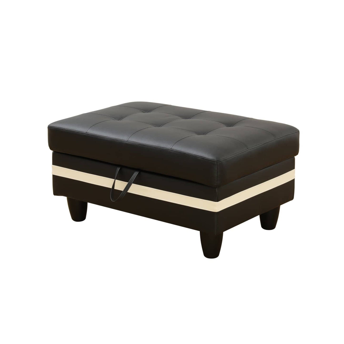 Black And White Semi PU Synthetic Leather Storage Ottoman