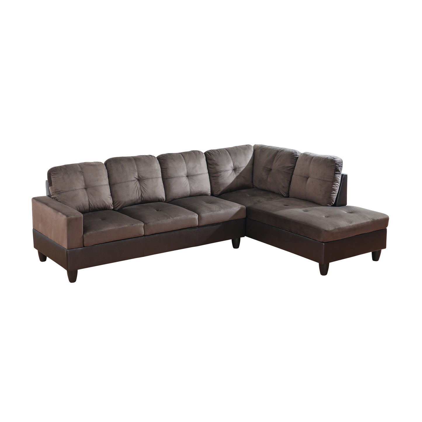 Dark Brown Flannel And PVC 3-Piece Couch Living Room Sofa Set