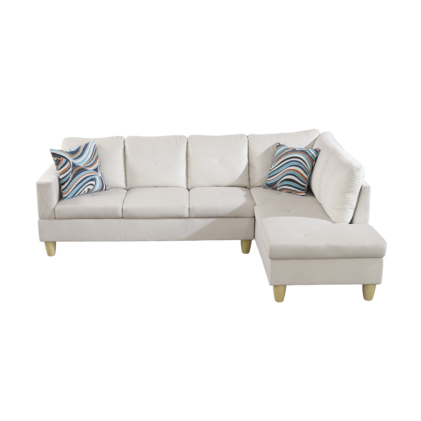 66.5" White Flannel 3-Piece Living Room Sofa Set