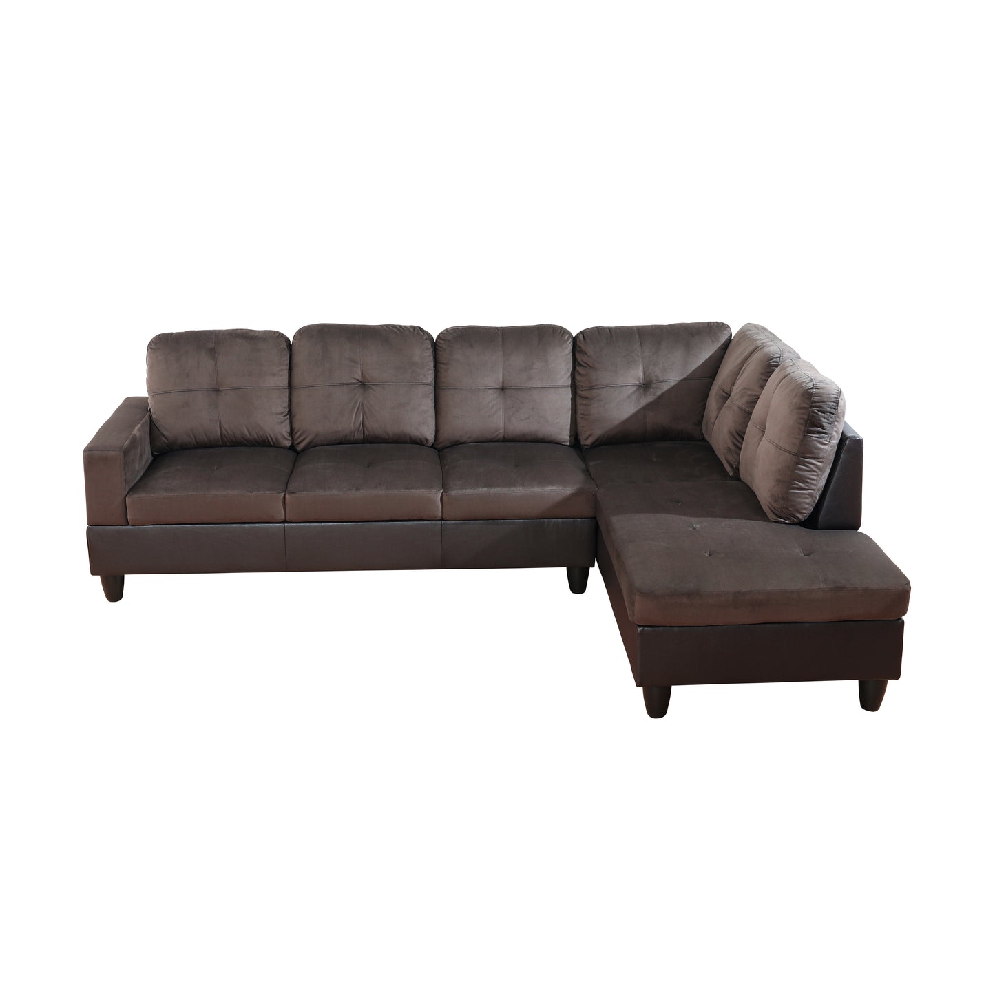 Dark Brown Flannel And PVC 3-Piece Couch Living Room Sofa Set