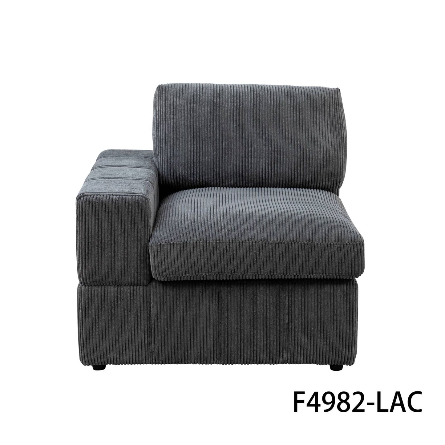 Dark Grey Corduroy 6-Piece Living Room Sofa Set