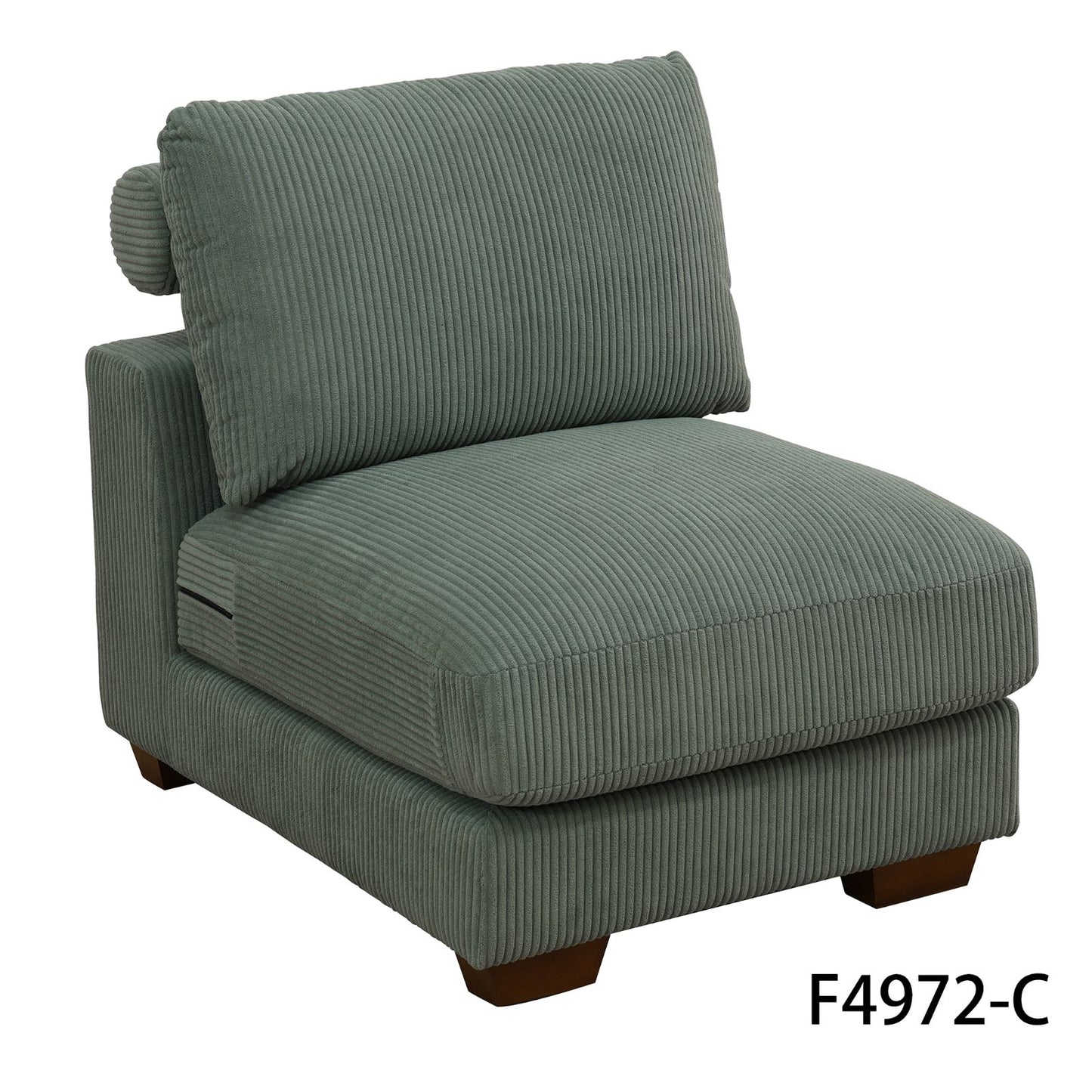 Green Corduroy 3-Piece Double Armrests Living Room Sofa