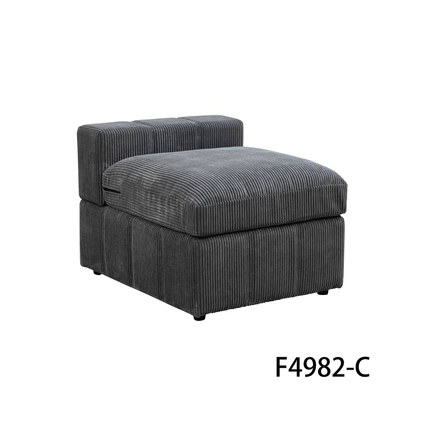 Dark Grey Corduroy 6-Piece Living Room Sofa Set