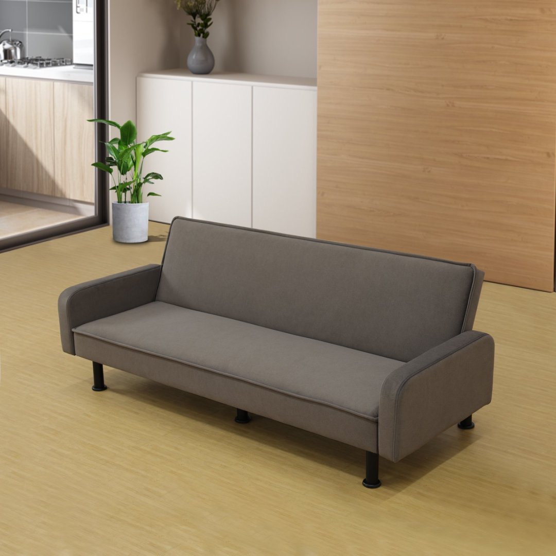 Dark Grey Breathable Fluffy Fabric Living Room 1-Piece Sofa