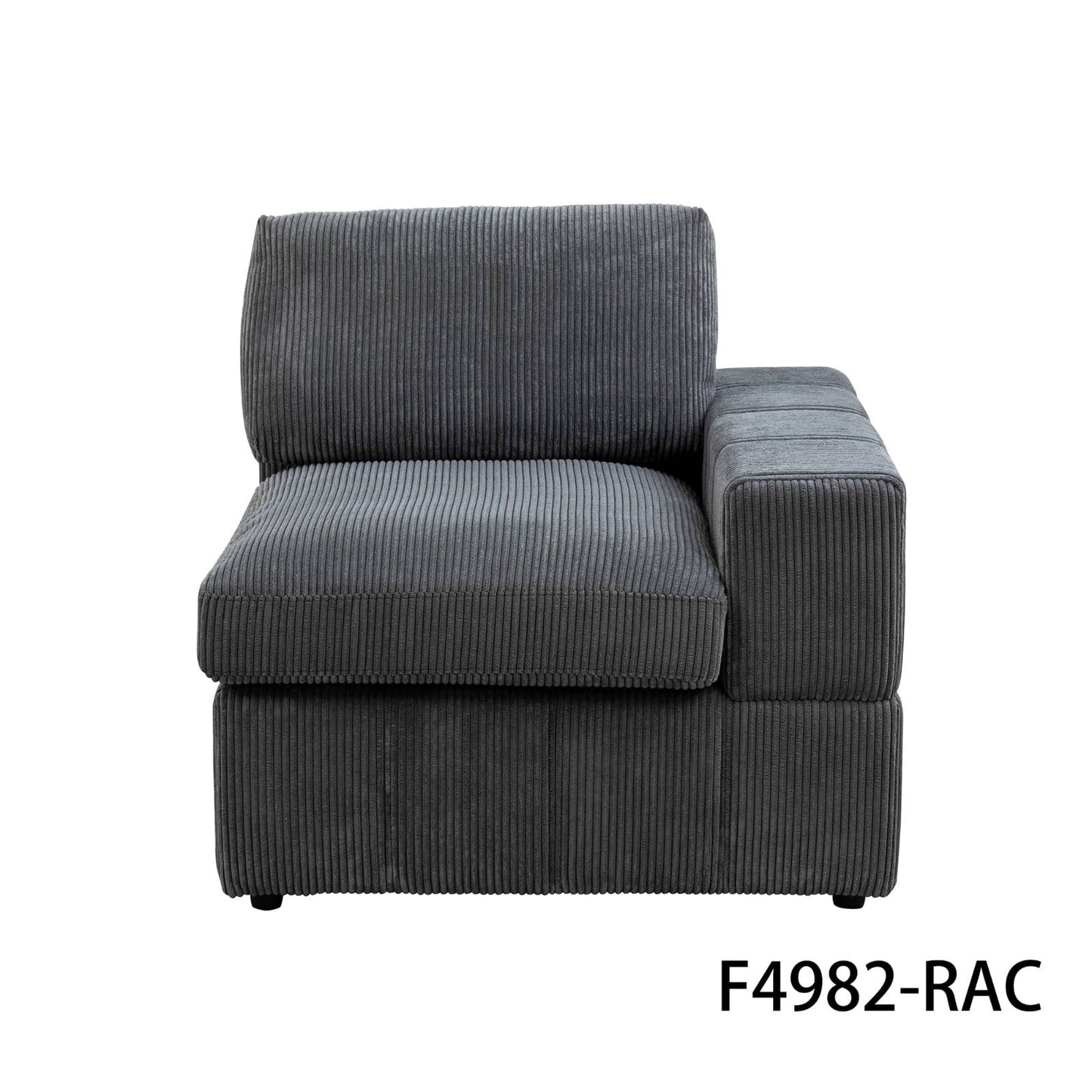 Dark Grey Corduroy 6-Piece Living Room Sofa Set