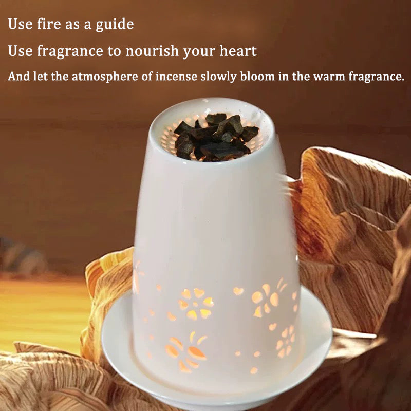 Baisonet Set of 3,Ceramic Tealight Candle Holder+Agarwood Fragrance + Candle,Essential Oil Burner Wax Melt Burners, Aromatherapy Aroma Diffuser Burner for Home Bedroom Decor Christmas Housewarming Gift