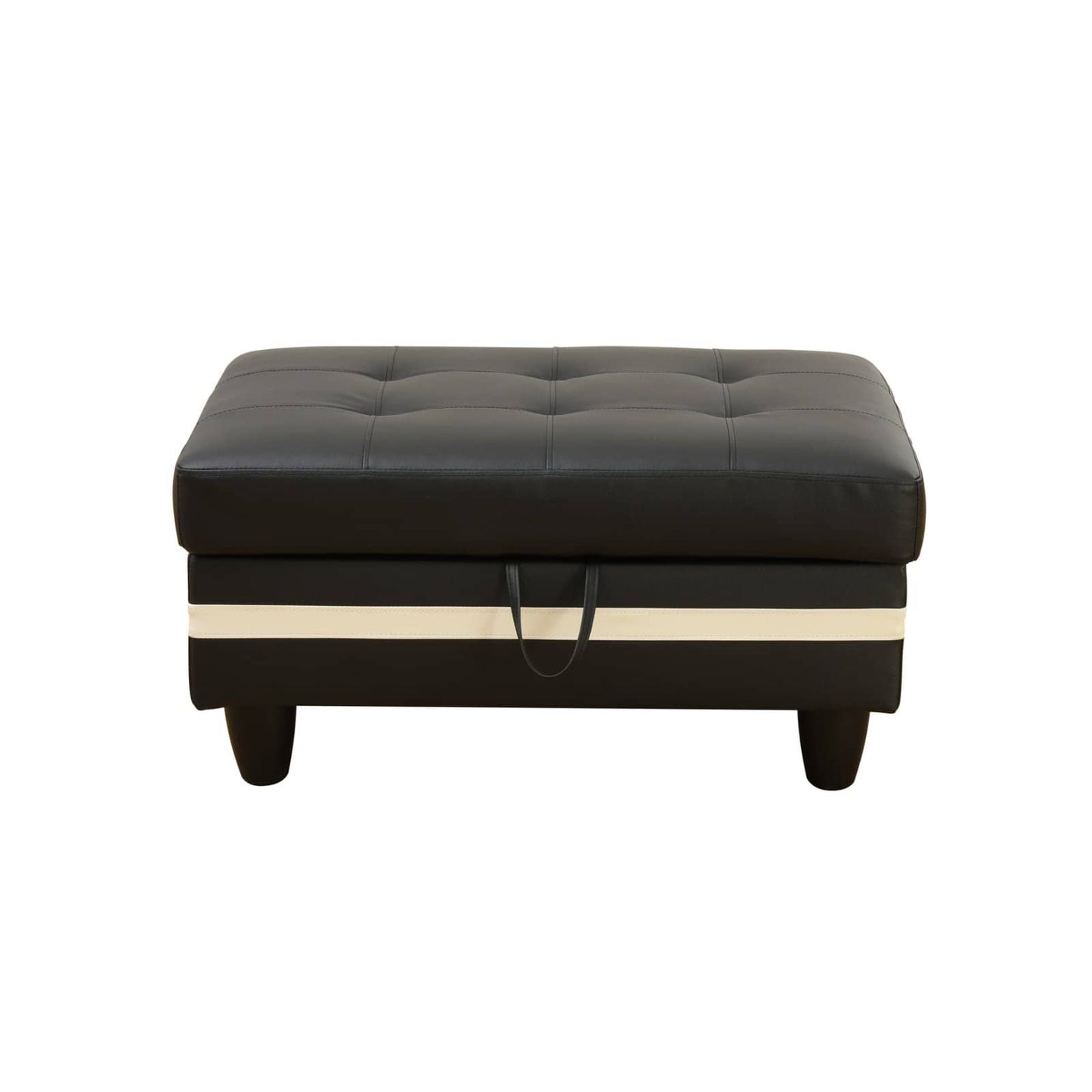 Black And White Semi PU Synthetic Leather Storage Ottoman