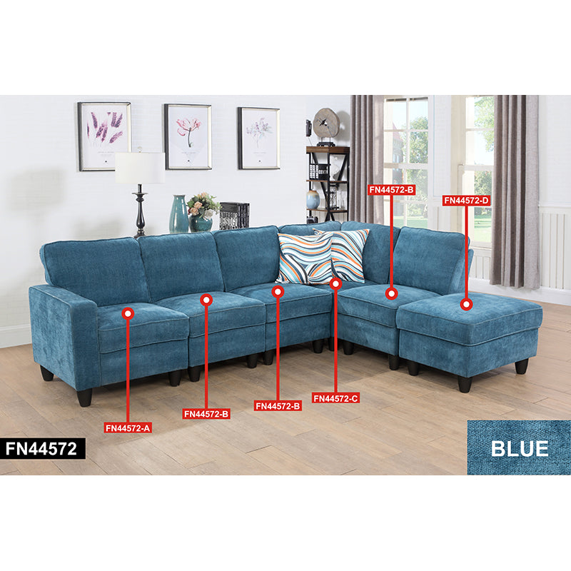 Blue Lint 6-Piece Couch Living Room Sofa Set