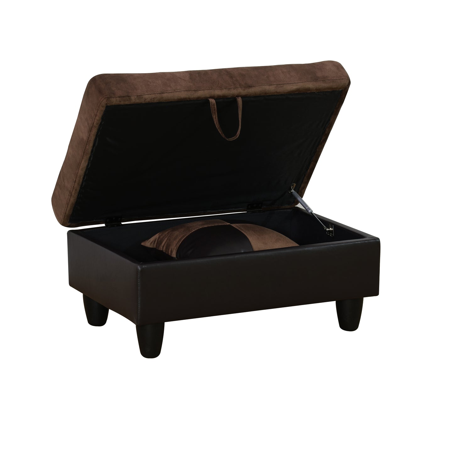 Brown Lint And PVC Living Room Storage Ottoman