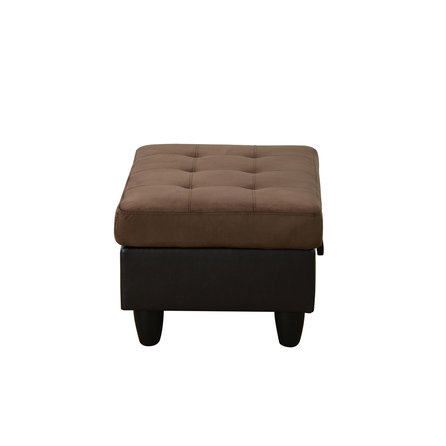 Brown Lint And PVC Living Room Storage Ottoman
