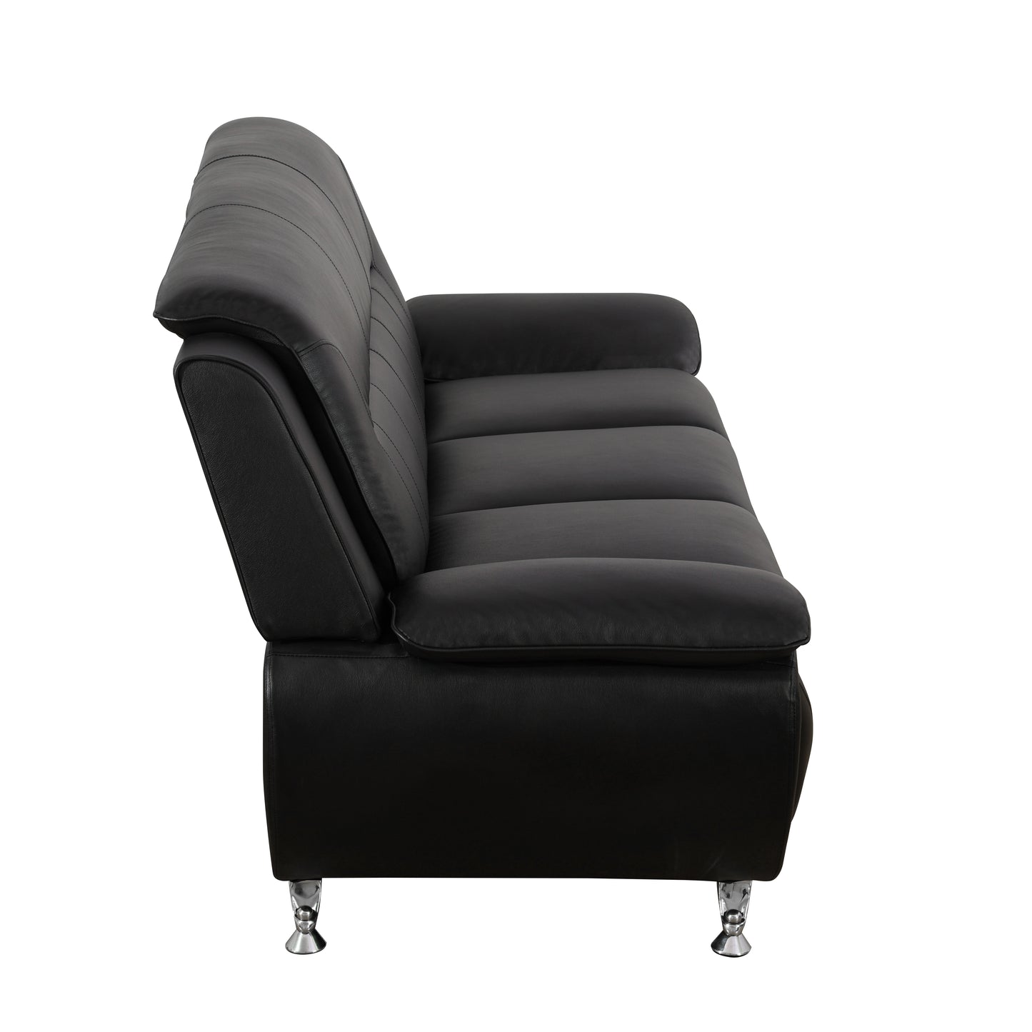 Black Faux Leather 3-Piece Couch Living Room Sofa