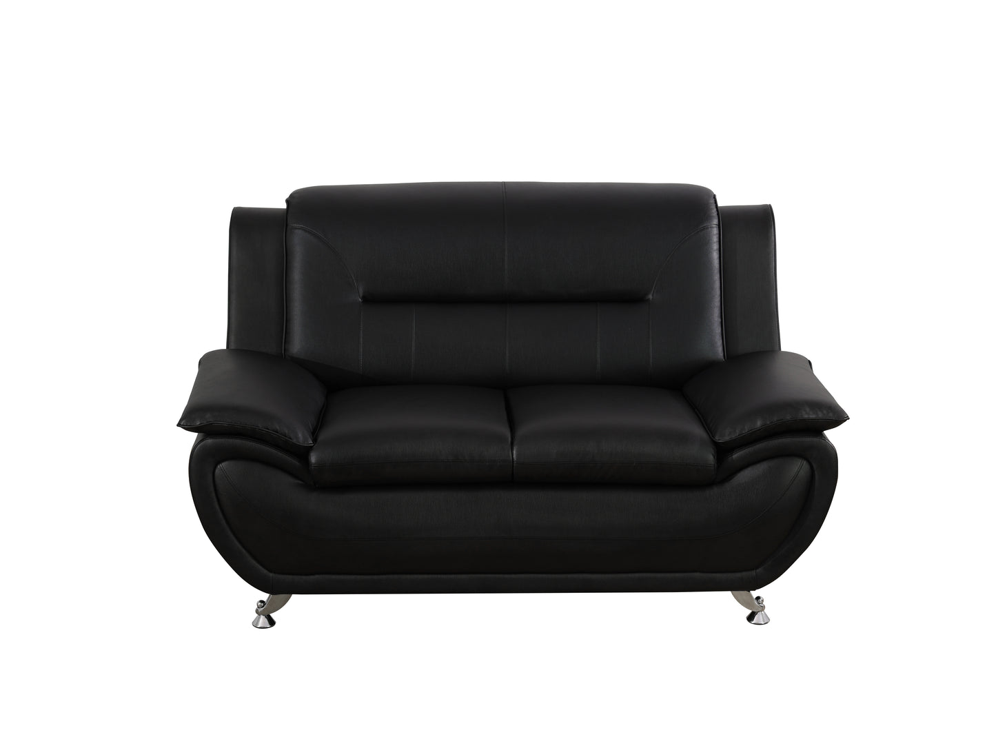 Black Faux Leather 3-Piece Couch Living Room Sofa
