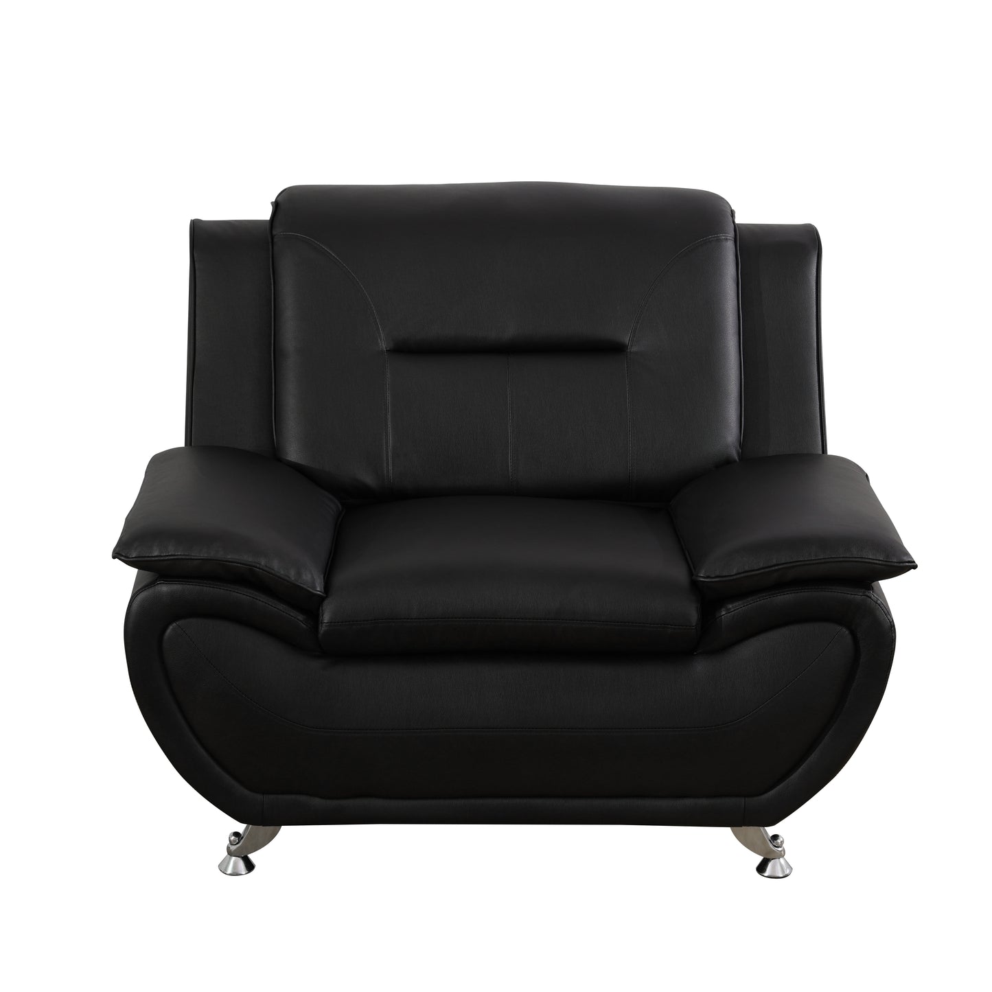 Black Faux Leather 3-Piece Couch Living Room Sofa