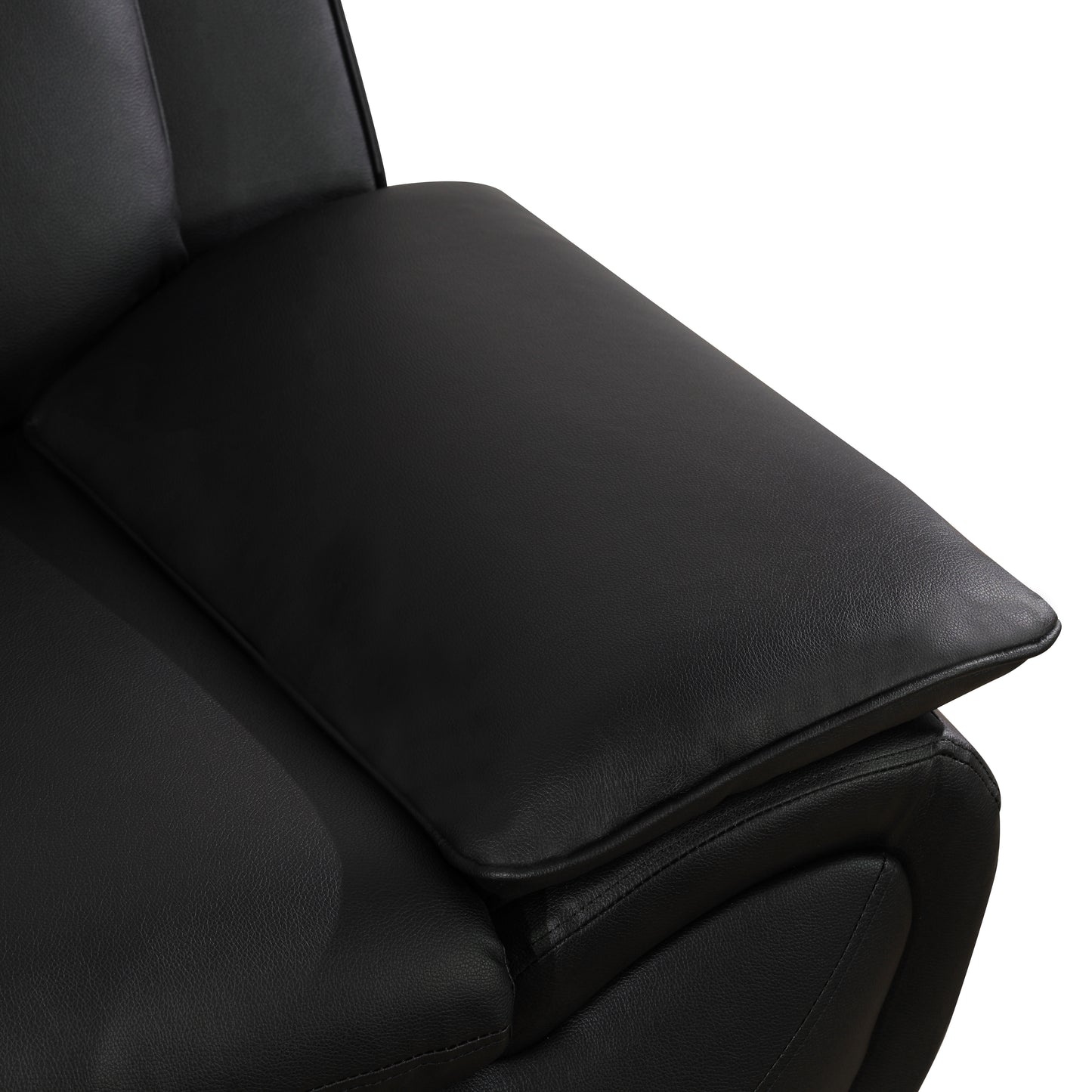 Black Faux Leather 3-Piece Couch Living Room Sofa