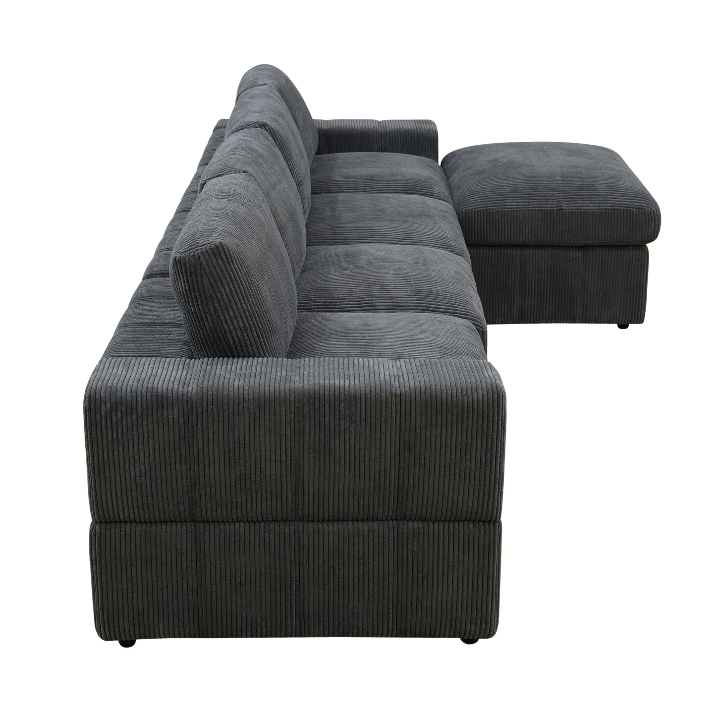 Dark Grey Corduroy 6-Piece Living Room Sofa Set