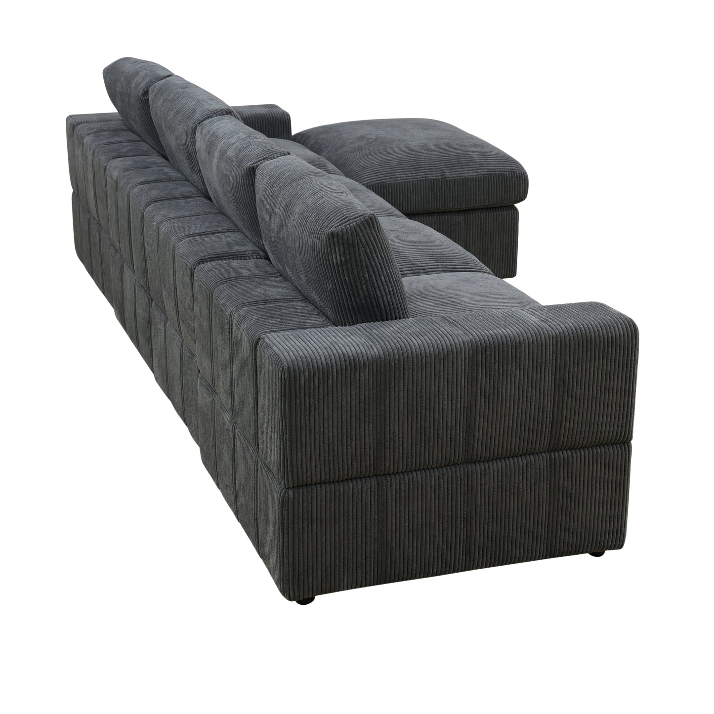 Dark Grey Corduroy 6-Piece Living Room Sofa Set