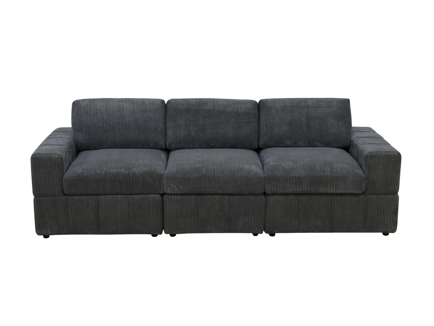 Dark Grey Corduroy 6-Piece Living Room Sofa Set