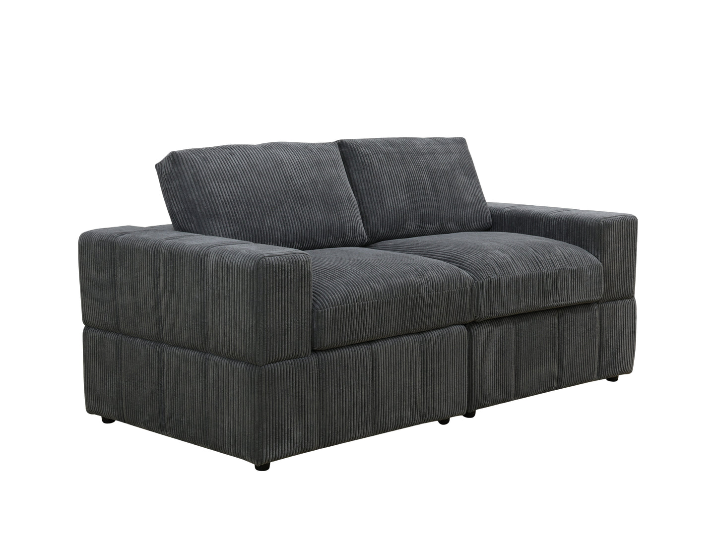 Dark Grey Corduroy 6-Piece Living Room Sofa Set